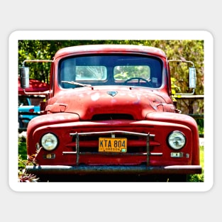 Old Red Farm Truck Sticker